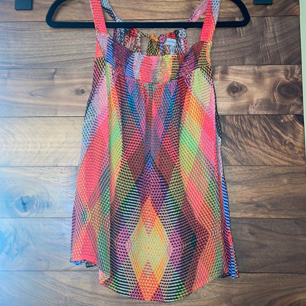 Anthropologie Multicolor Geometric Mesh Tank Top